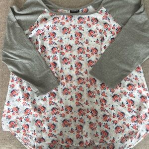 Torrid Gray and Floral Raglan Top